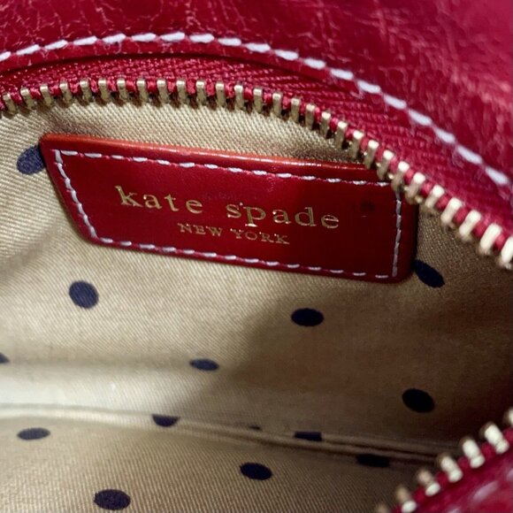 KATE SPADE Barbie Pink Key Chain Card Holder Zip Top Leather Bill & Coin Wallet - Picture 6 of 9